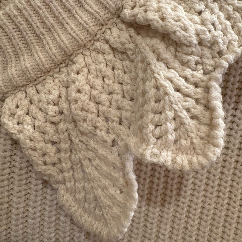 Who What Wear Cream Buttoned Cardigan Crochet Scalloped Collar Women’s Small - Picture 2 of 11